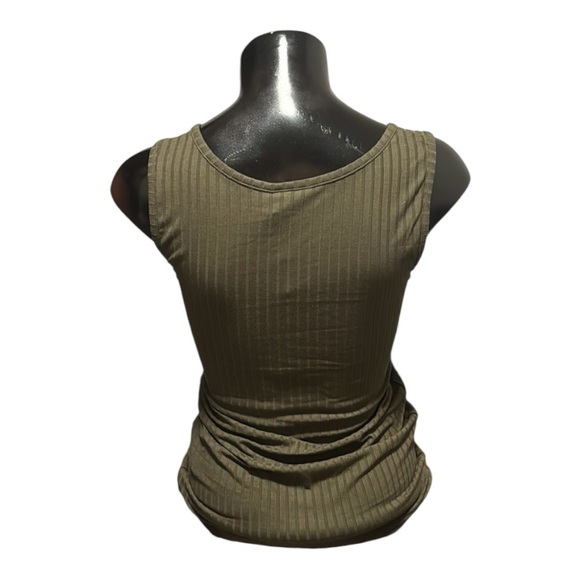 NWT | Half Button Ribbed Tank Top | Kaffe | Army Green | Ladies Small - Picture 5 of 9